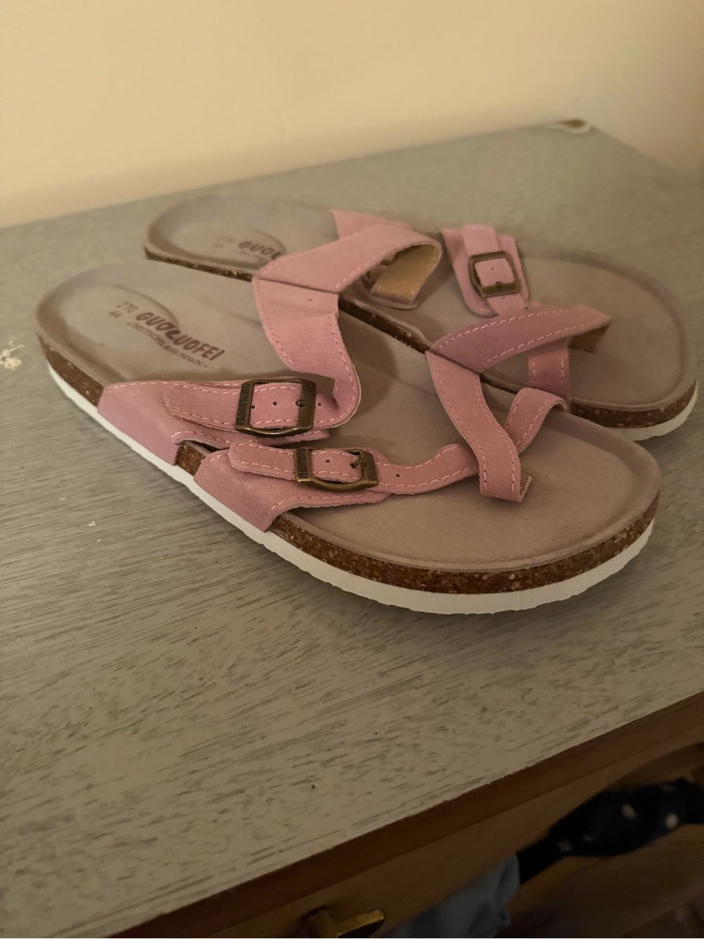 Women’s Pink Buckle Cork-Style Sandals